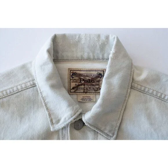 Polo Ralph Lauren Womens Jacket Blue Stone Wash Denim Distressed Trucker NWOT XS - Picture 4 of 7
